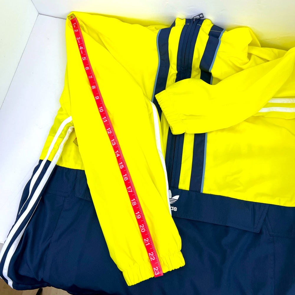 ADIDAS ORIGINAL WINDBREAKER, ANORAK HOODIE,YELLOW & BLUE,MEDIUM,100% POLYESTER - Picture 16 of 16
